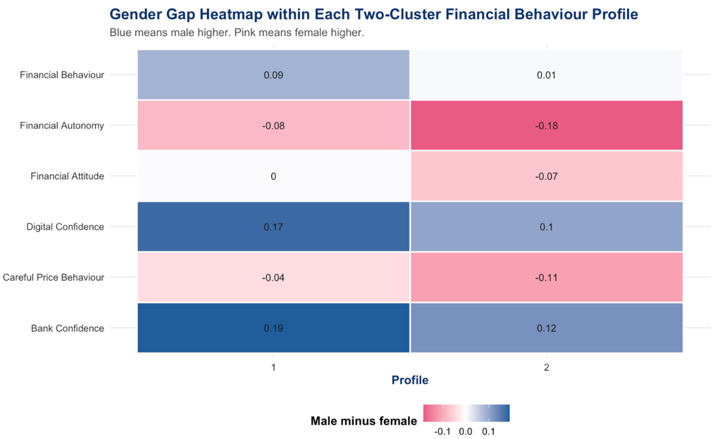 Heatmap of latent financial behaviour characteristics by profile