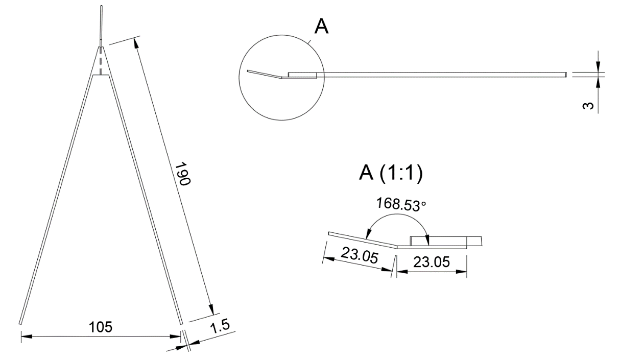 Ornithopter Prototype Tail Dimensions (mm)